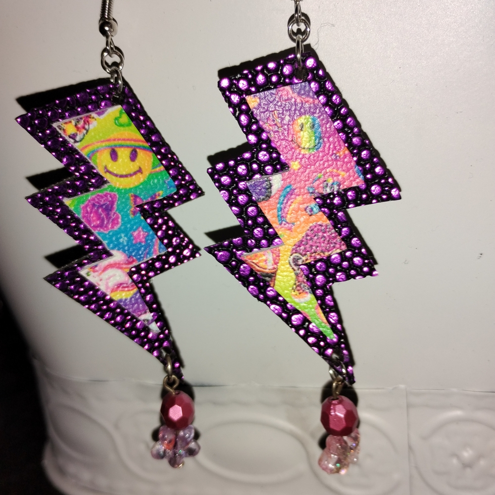 Lisa Frank Multicolor Lightning Bolt Earrings